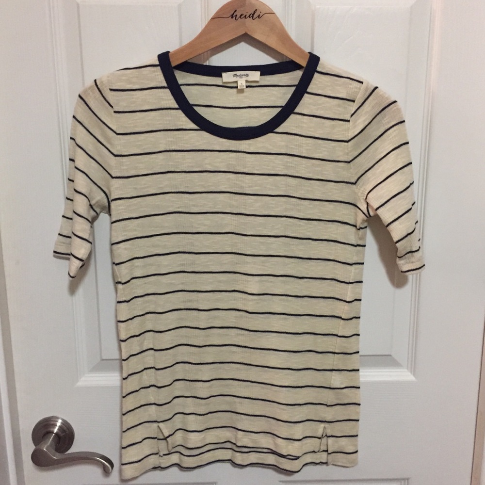 Madewell Cream & Navy Stripe Tee Sz S. Barely Worn